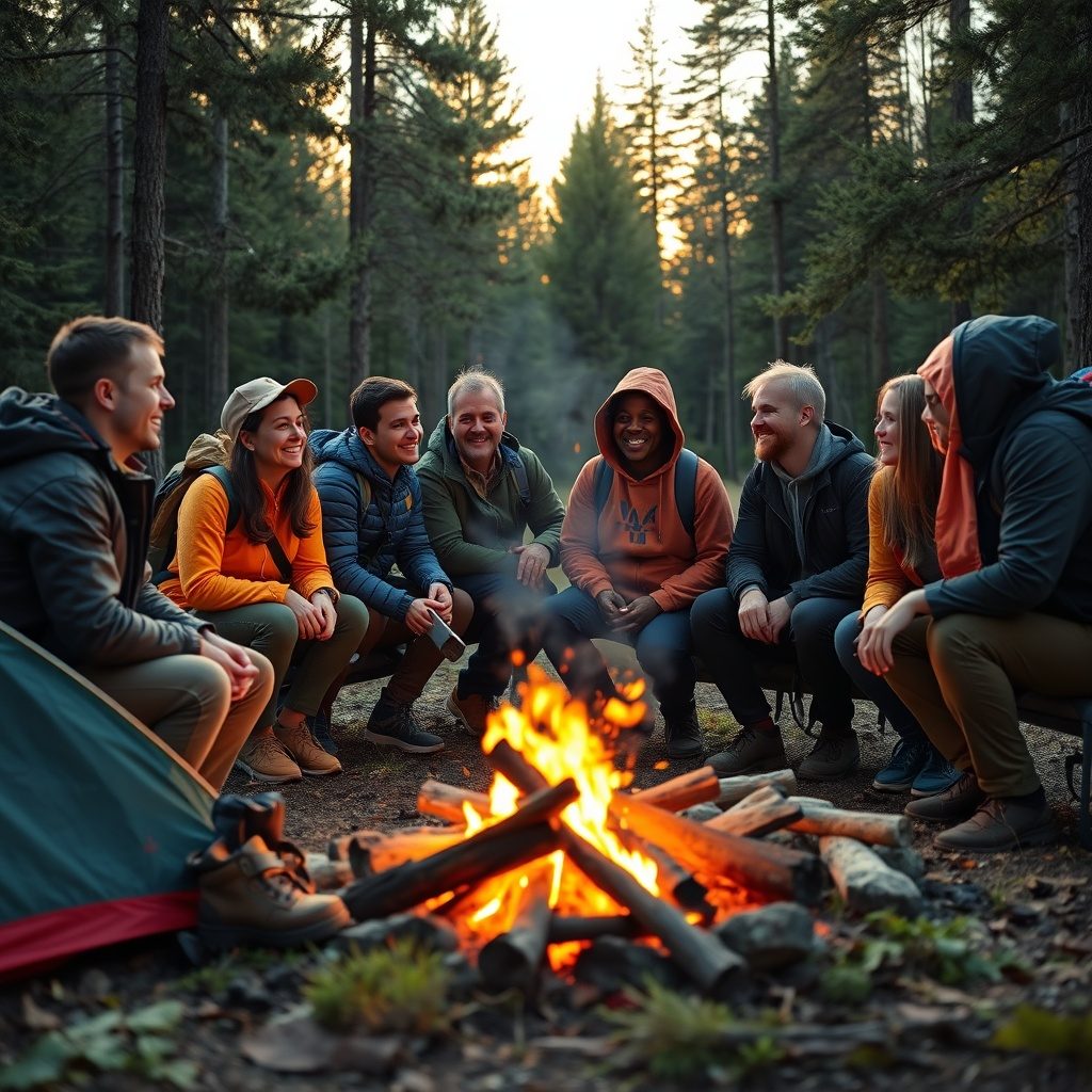 Outdoor team working together