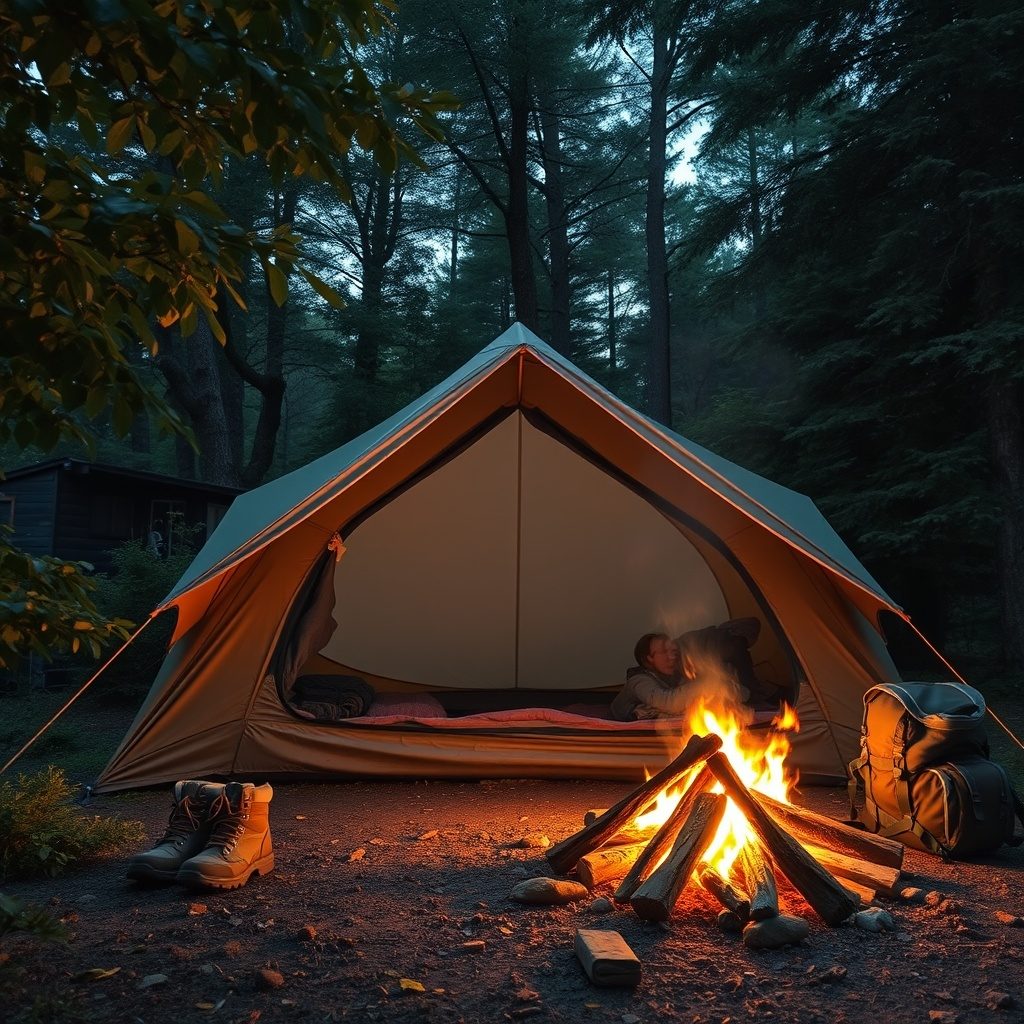 Spacious tent for family camping